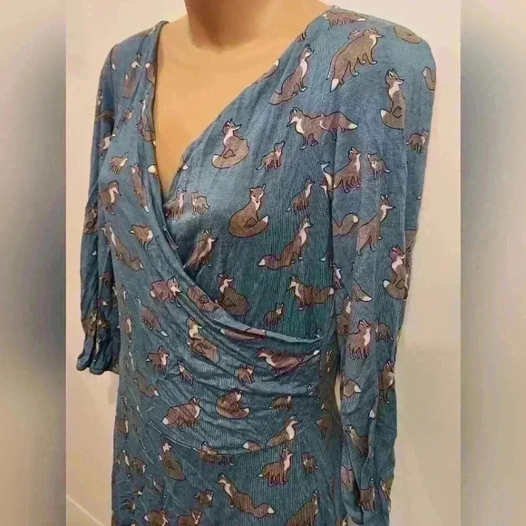 Blue Platypus Women's Blue Bamboo Fox Dress Size Small - Picture 3 of 7